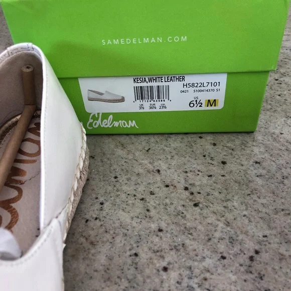NWT Sam Edelman Keshia White Leather Espadrille Loafers Sz 6.5 M - Picture 8 of 9